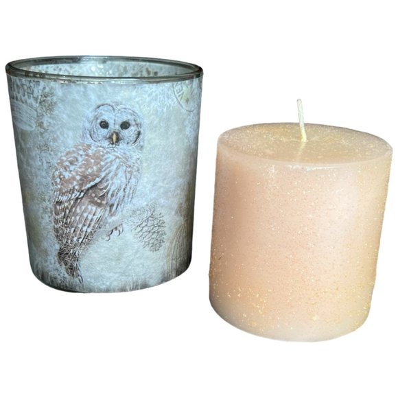 NWOT Glass Owl Candle Holder w/ Unscented Glitter Candle Ethereal - Picture 2 of 15